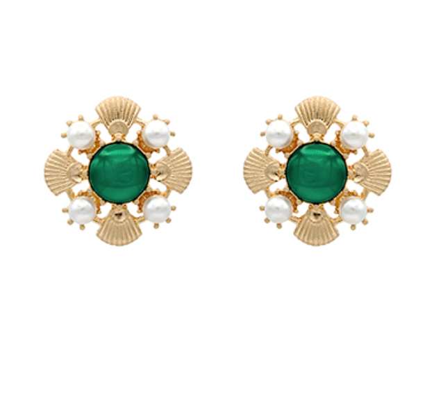 Flower Shaped Pearl Earrings