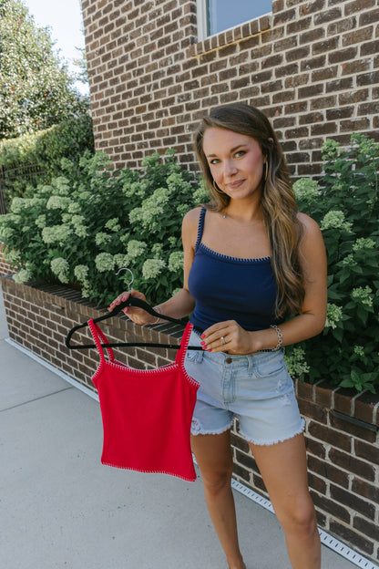 Carly Contrast Stitch Tank Top