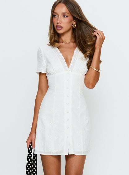 Emoree Anglaise Mini Dress White