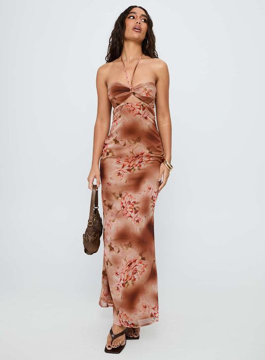 Saye Halter Twist Maxi Dress Multi