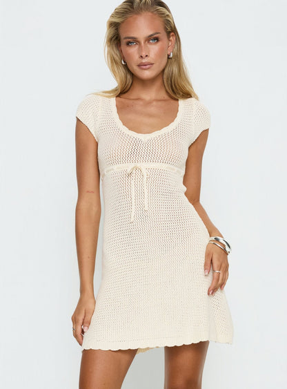 Lolaia Crochet Mini Dress Cream