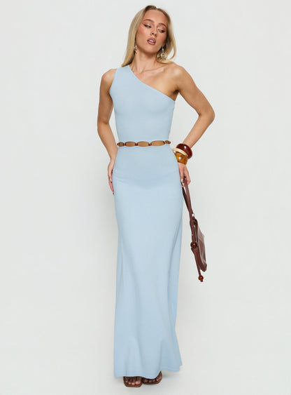 Elianora Asymmetrical Beaded Maxi Dress Blue