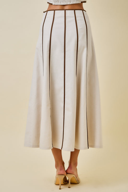 Chloe Contrast Piped Midi Skirt