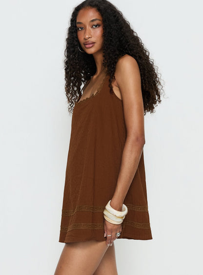Alanah Mini Dress Dark Brown