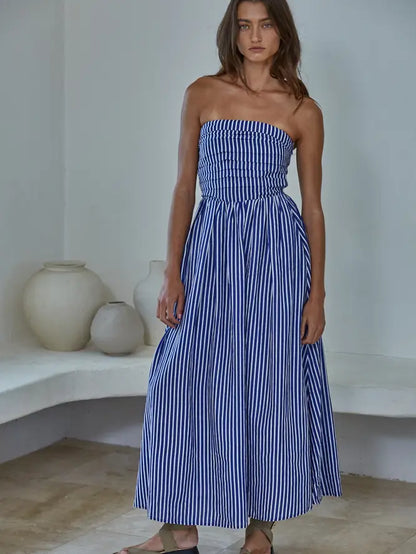 Allison Strapless Striped Maxi Dress