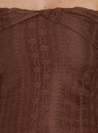 Perdita Long Sleeve Lace Maxi Dress Chocolate