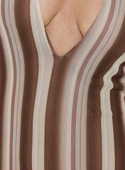 Oralee Halter Sheer Maxi Dress Multi Stripe