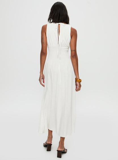 Lilienne Shirred Maxi Dress White