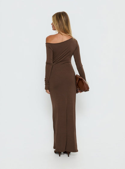 Allycia Long Sleeve Maxi Dress Brown