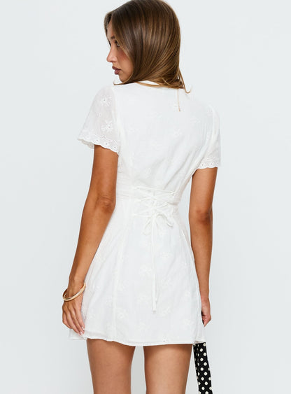 Emoree Anglaise Mini Dress White