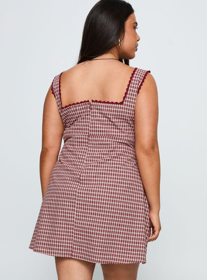 Dasha Mini Dress Red Check Curve