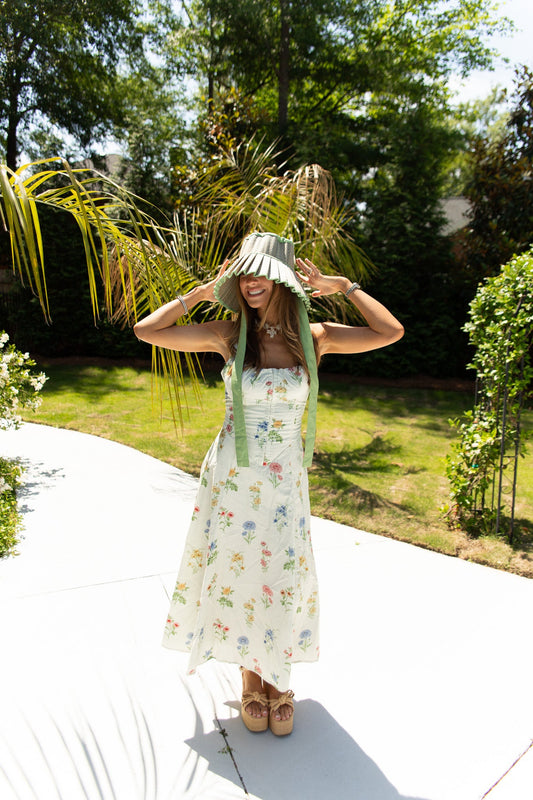 Marigold Floral Corset Midi Dress