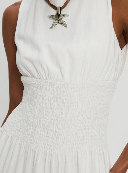 Lilienne Shirred Maxi Dress White