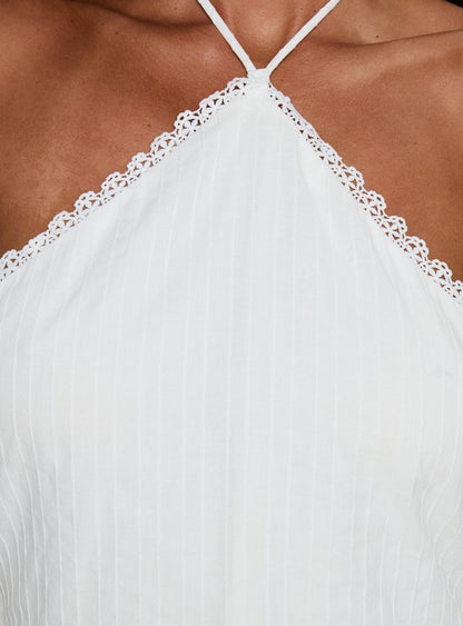 Harie Arrow Neck Halter Mini Dress White