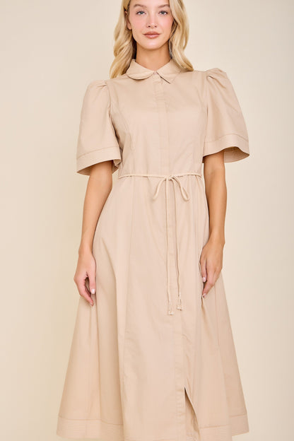 Evelyn Tie Waist Collar Dress