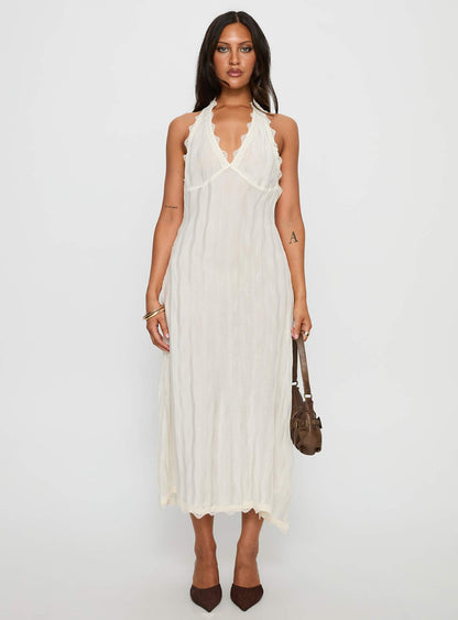 Stars Align Midi Dress Cream