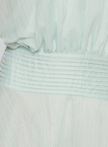 Rozario Chiffon Halter Mini Dress Aqua / Silver