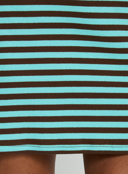 Rydar Scoop Mini Dress Blue / Chocolate Stripe