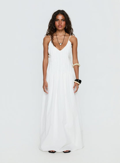 Adriela Pleat Maxi Dress White