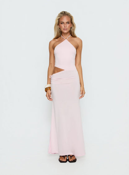 Orazia Halter Cut Out Maxi Dress Pink