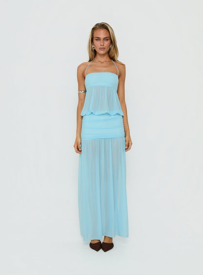 Jesemia Halter Blouson Maxi Dress Blue