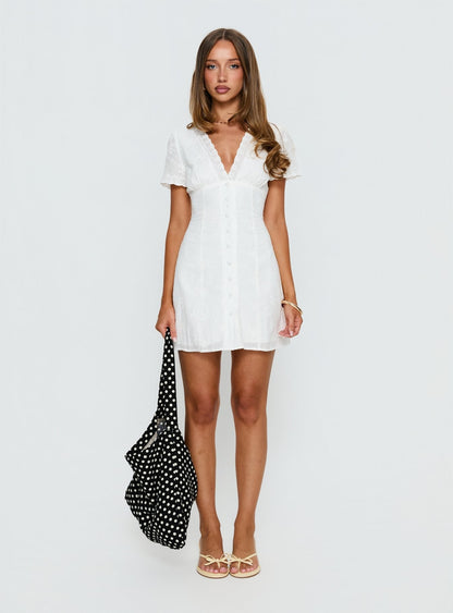 Emoree Anglaise Mini Dress White