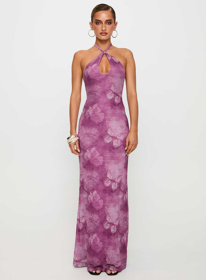 Nathaleia Halter Maxi Dress Purple