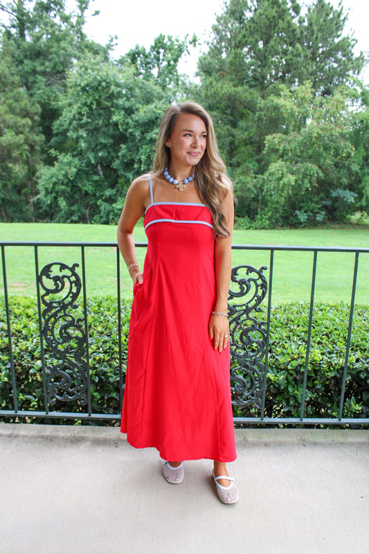 Maren Contrast Trim Maxi Dress