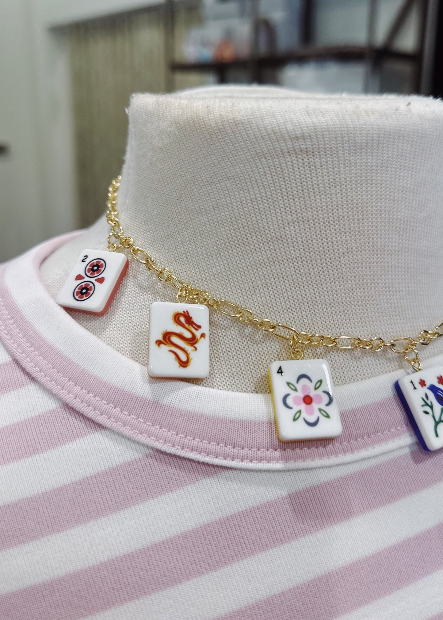Mahjong Tile Charm Necklace