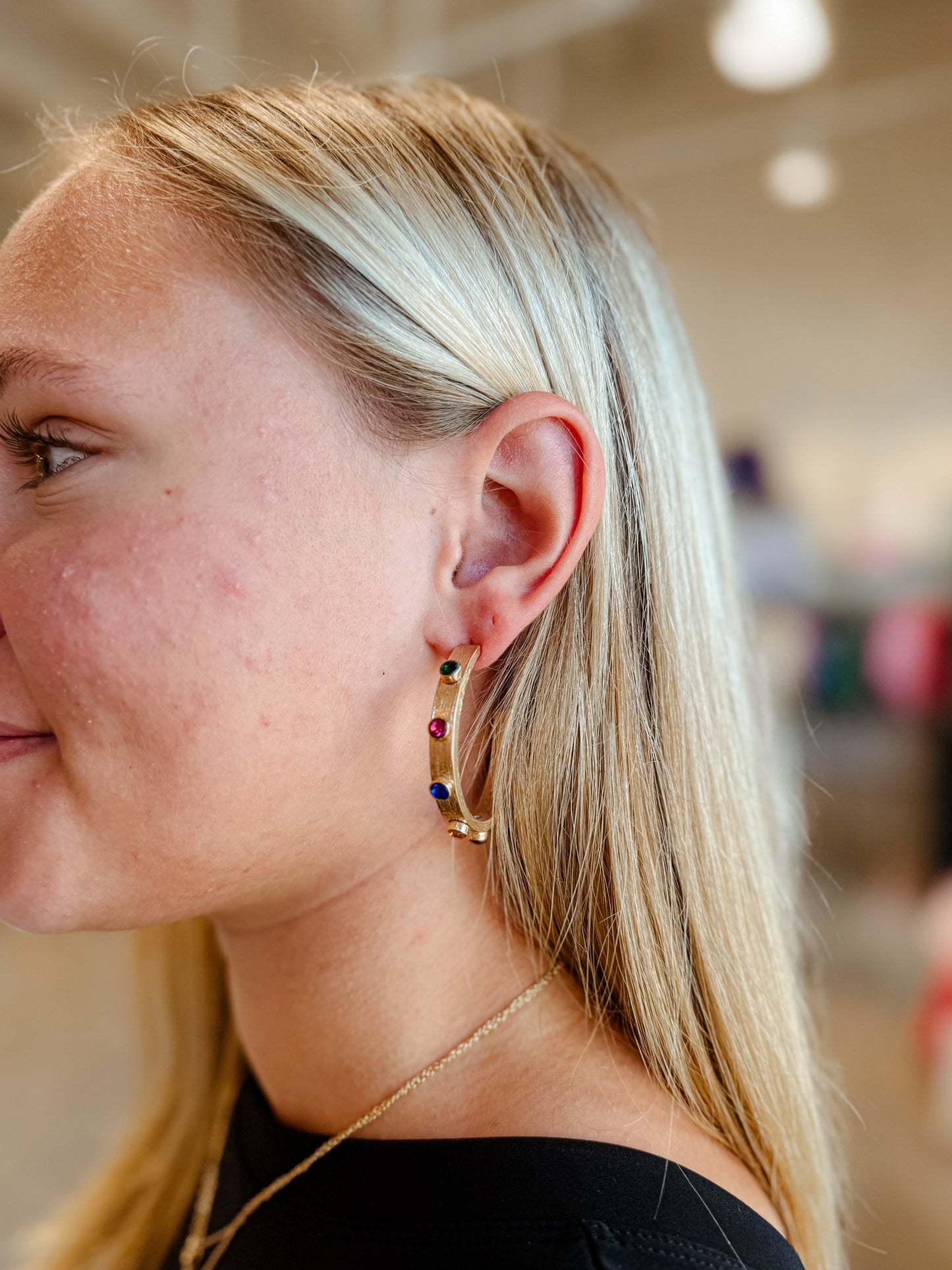 45mm Crystal Station Textured Hoops