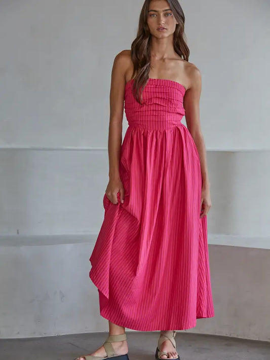 Allison Strapless Striped Maxi Dress