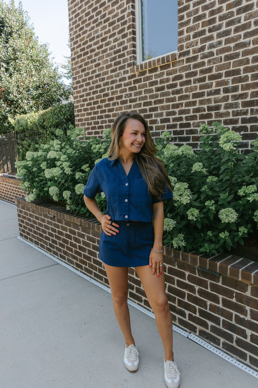 Lavinia Denim A-line Mini Skort