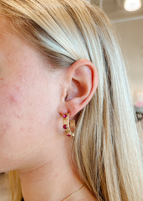 25mm Crystal Station Textured Hoops