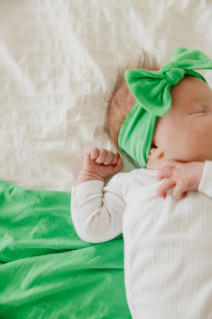 Knit Headband Bow - Lime