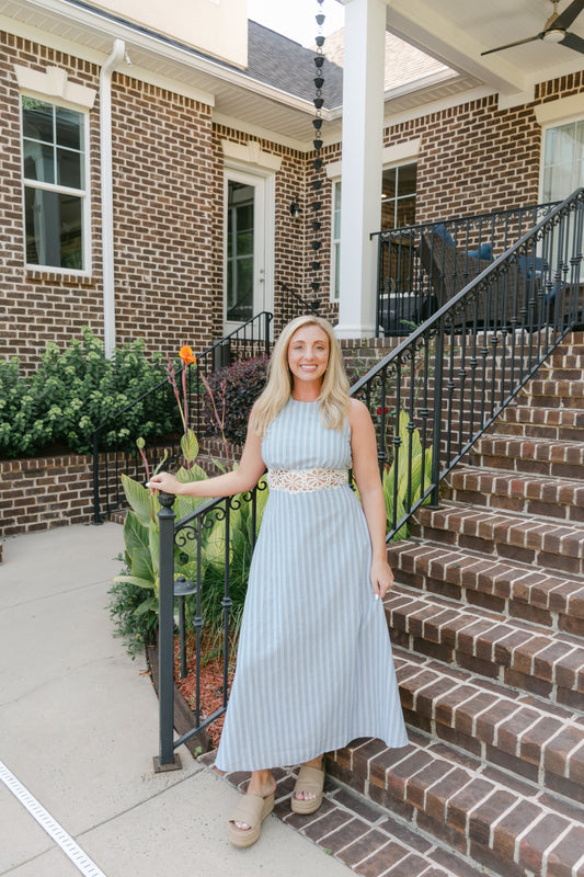 Marie Hollow Lace Midi Dress