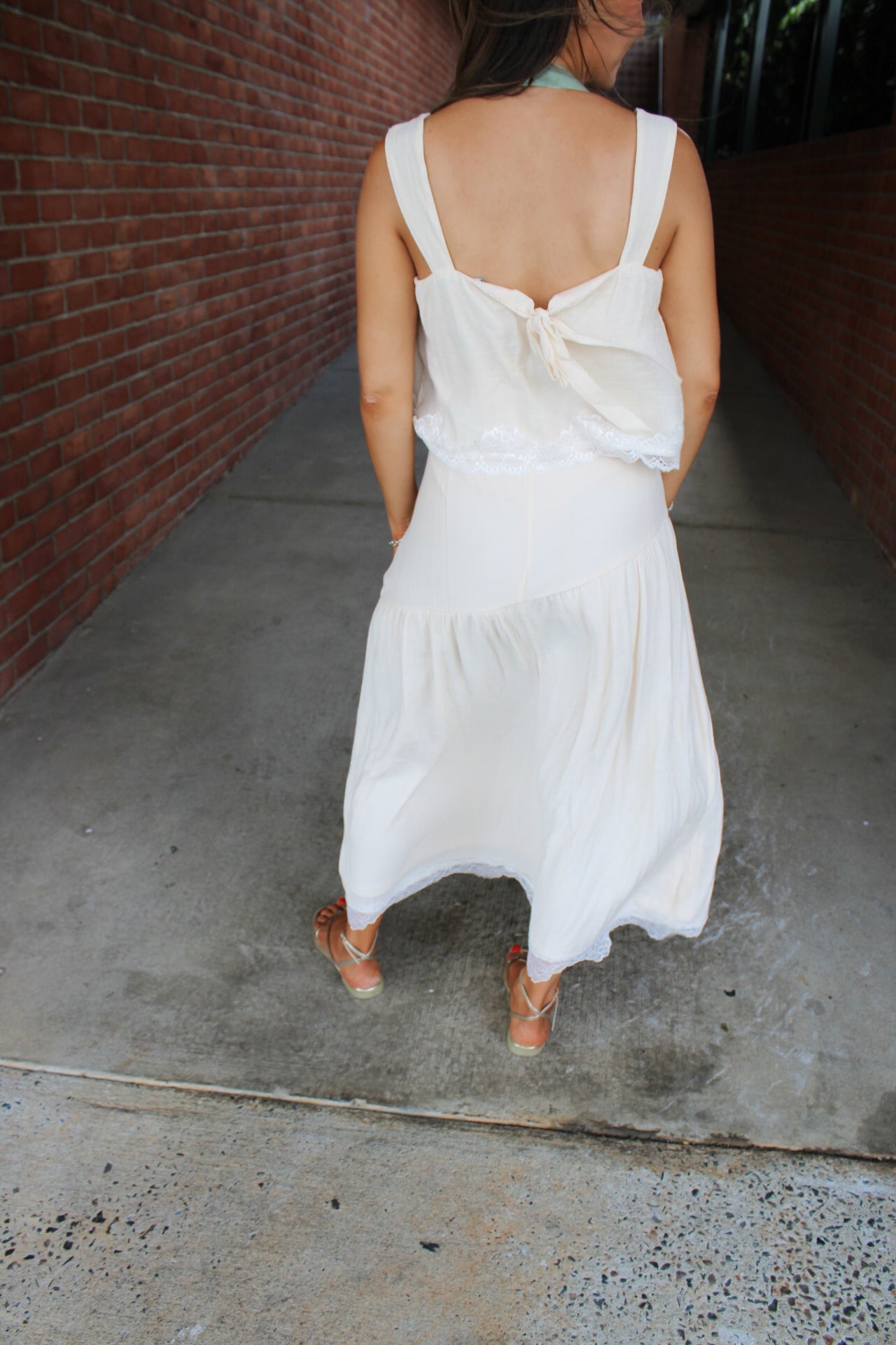 Lace Detail Back Tie Cami