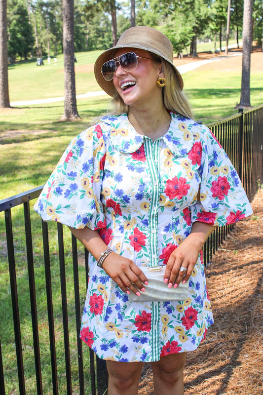 Flora Embroidered Mini Dress