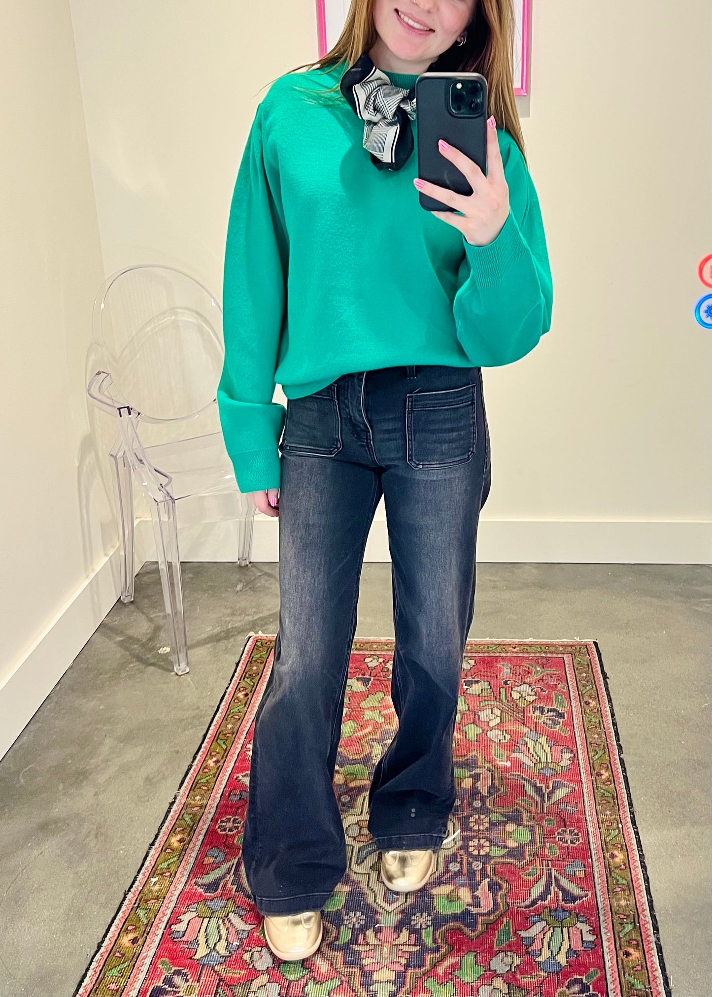 High Rise Patch Pocket Jeans