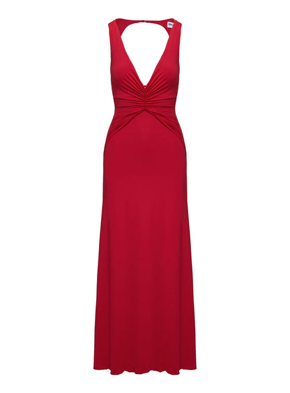 Frederica Plunge Maxi Dress Red