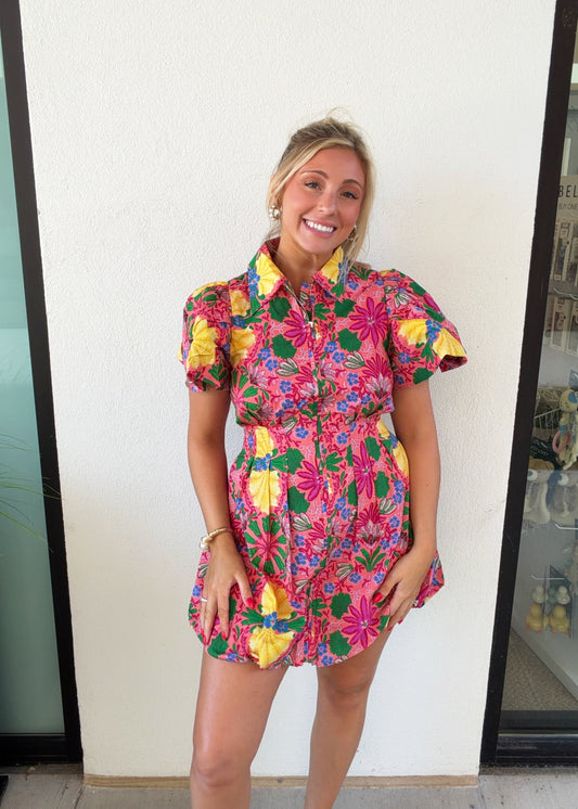 Gina Floral Puff Sleeve Mini Dress
