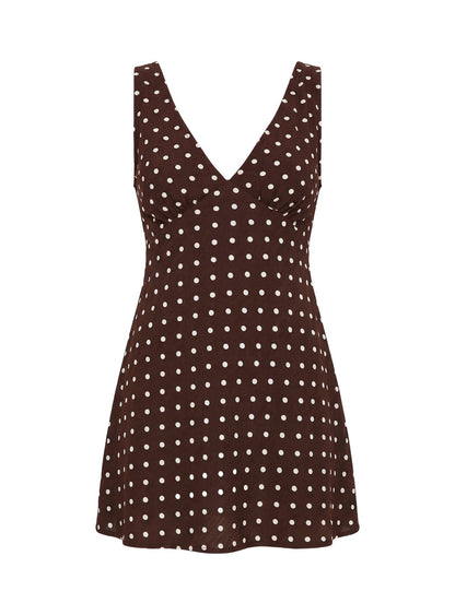 Nellie Mini Dress Brown Polka Dot