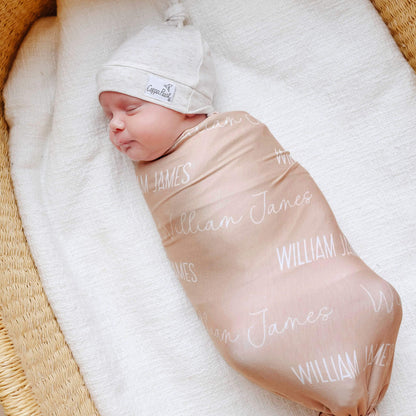 Personalized Baby Name Swaddle Blanket - Walnut
