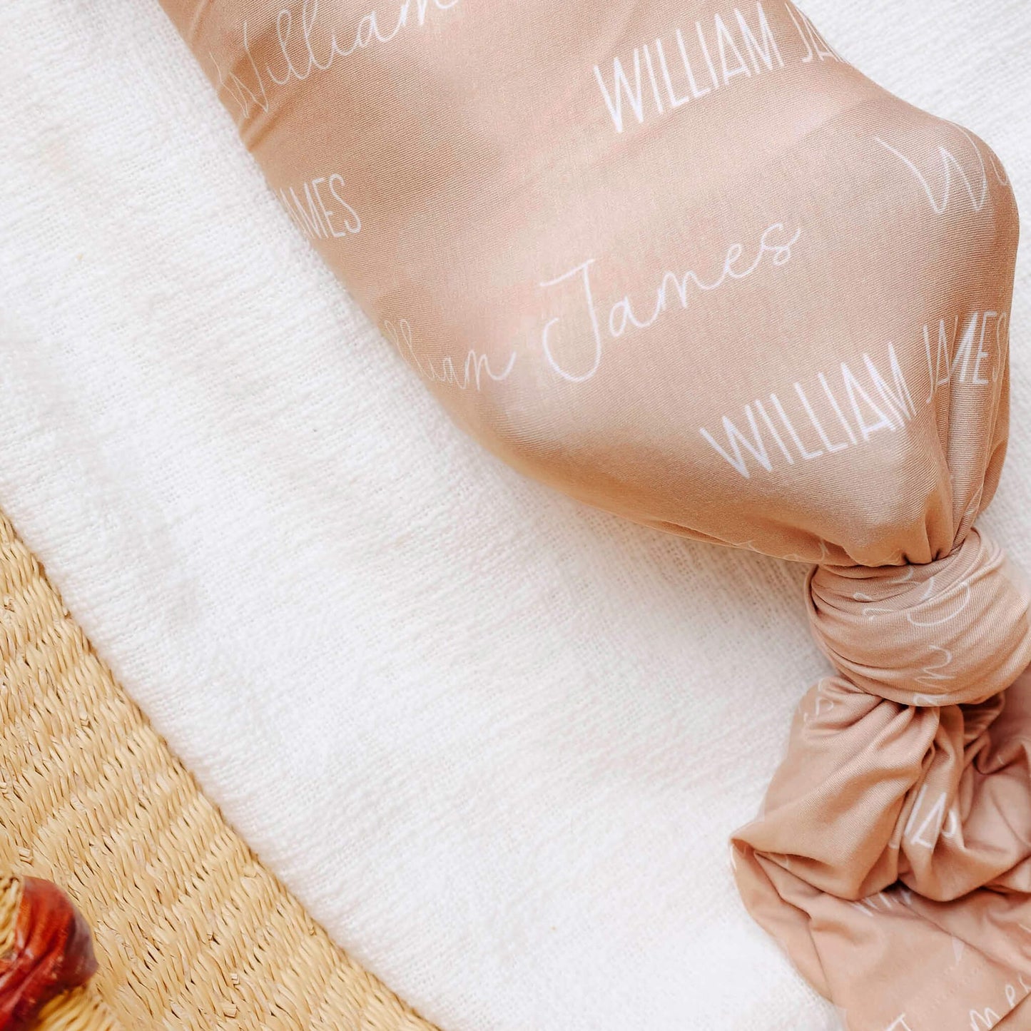 Personalized Baby Name Swaddle Blanket - Walnut