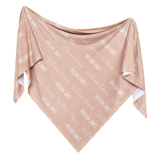 Personalized Baby Name Swaddle Blanket - Walnut