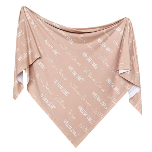 Personalized Baby Name Swaddle Blanket - Walnut