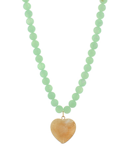 Marble Puffy Heart & Ball Necklace