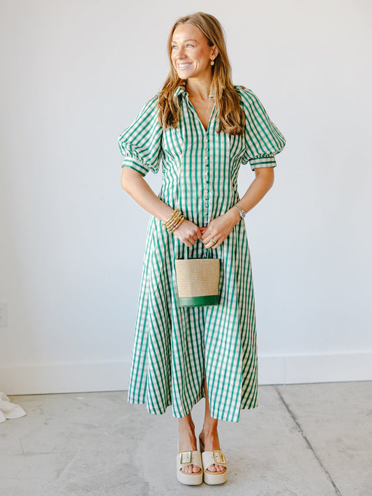 Clara Gingham Check Midi Dress
