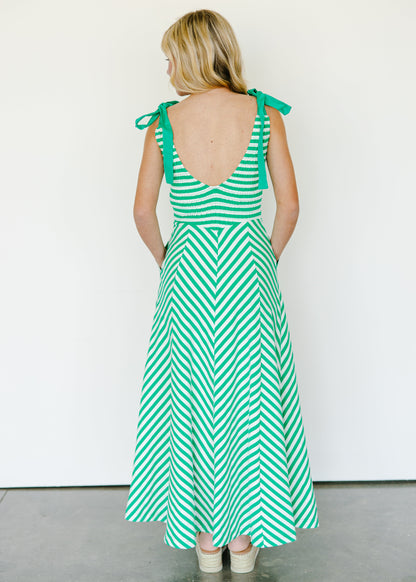 Braelyn Striped Bow-Strap Maxi Dress