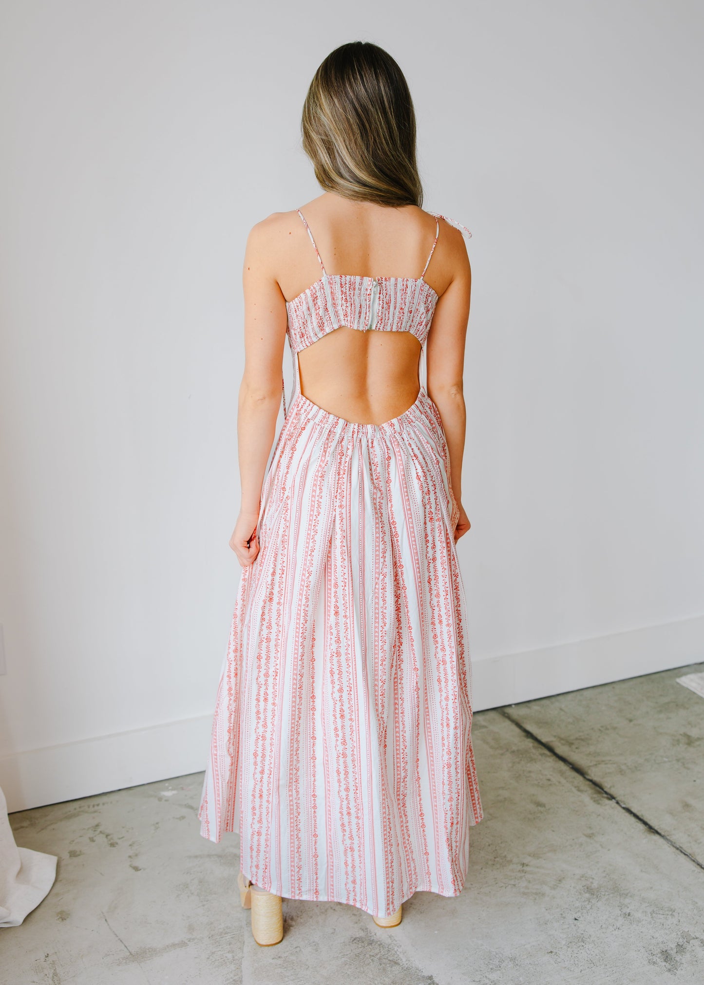 Juniper Shoulder-Tie Printed Midi Dress
