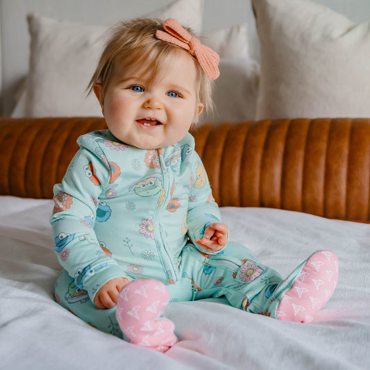 Zip-Up Footie Pajama - Sesame Street Retro Floral